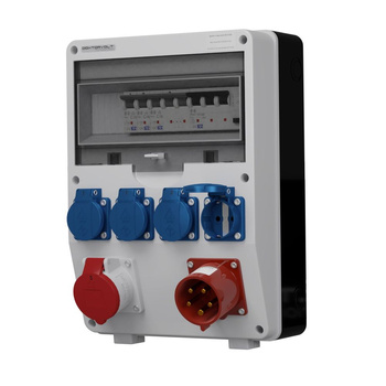 Rozdzielnica budowlana z wtyczką odbiornikową 32A TD-S/FI 16A 4x230V Schuko Doktorvolt DV-2534-D