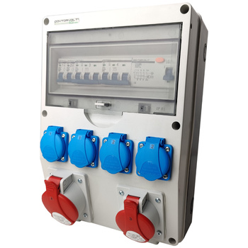 Rozdzielnica budowlana 32A 16A zabezpieczona erbetka 4x230V IP44 DOKTORVOLT DV-S/FI DV-9918-F