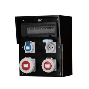 Rozdzielnica budowlana gumowa HD-S/FI IP67 32A/5P 16A/5P 2x230V gniazda Mennekes Schuko Doktorvolt® DV-9559-D