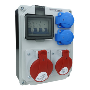 Uzbrojona rozdzielnica budowlana HL-S 32A 16A 2x230V Schuko Doktorvolt DV-5361-D