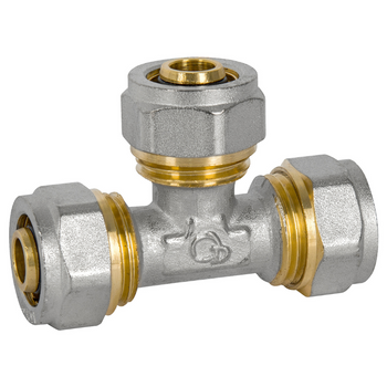 Łącznik instalacyjny do rur wielowarstwowych 16x16x16 potrójny zaciskowy FTN-009.16X16X16.T-3