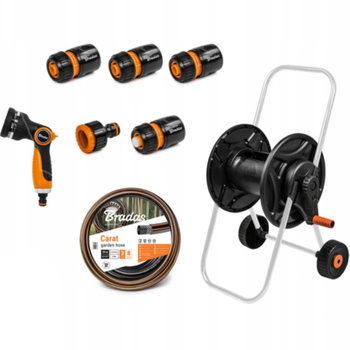 Wózek z wężem 1/2" 20m pistoletem i armaturą BLACK LINE BRADAS ECO-AG26020SET1