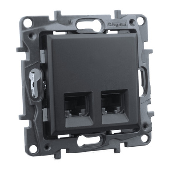 Gniazdo komputerowe podwójne RJ45 czarne Niloe Step 863560