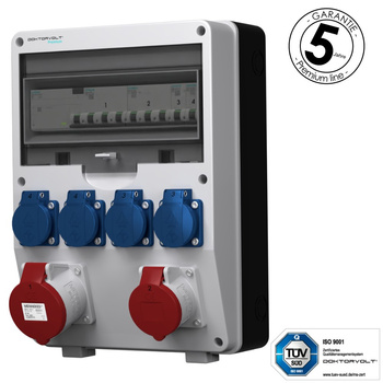 Rozdzielnica budowlana zabezpieczenia Siemens pTD-S/FI 32A 16A 4x230V gniazda Mennekes Schuko Doktorvolt DV-4869-D