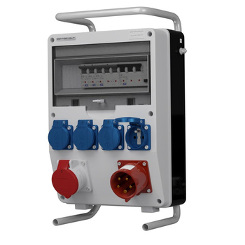Rozdzielnica budowlana na stojaku z wtyczką odbiornikową 32A TD-S/FI 16A 4x230V Doktorvolt DV-0243-F