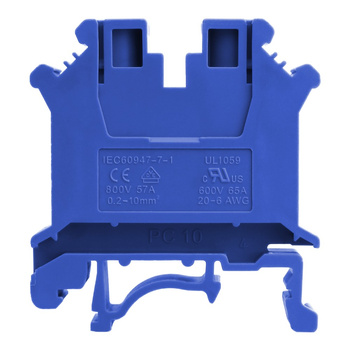 Złączka szynowa przelotowa niebieska śrubowa 10mm2 1P VDE UL PC10-01P-12-00A(H)