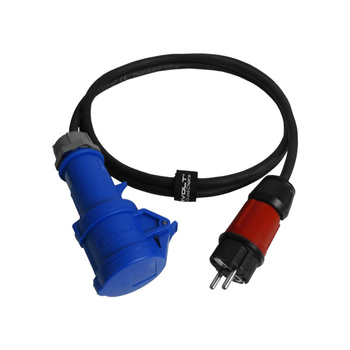 Kabel przejściowy 0,33m IP44 230V/16A z wtyczki 230V na gniazdo kempingowe przewód 3x2,5 Doktorvolt® DV-6503-230-A-16