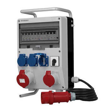 Rozdzielnica budowlana na stojaku z kablem i łącznikiem TD-S/FI SKHU 32A 16A 3x230V Schuko Doktorvolt DV-0328-D