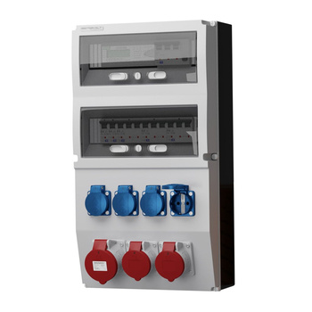 Rozdzielnica budowlana z licznikiem eXT-S/FI 32A 2x16A 4x230V Schuko Mennekes Doktorvolt DV-0809-D