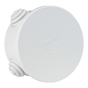 Puszka odgałęźna z dławikami IP44 wym/wew Ø 80x40 M-L 002