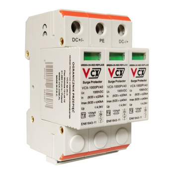 Ogranicznik przepięć 1000V DC 3P 40kA T2 C z iskiernikiem gazowym DC C3P 1000 PV40 GDT