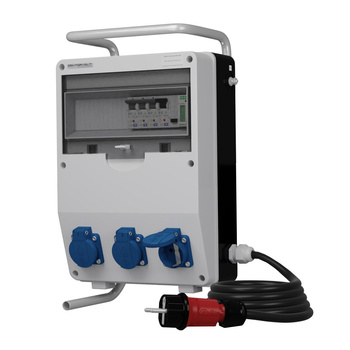 Rozdzielnica budowlana na stojaku z kablem i licznikiem zużycia energii TD-S/FI SKH 3x230V Schuko Doktorvolt DV-0489-D