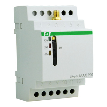 Przekaźnik zdalnego sterowania GSM Sterowanie SMS 2× wejście 2× wyjście SIMply MAX P01 F&F SIMPLY MAX-P01