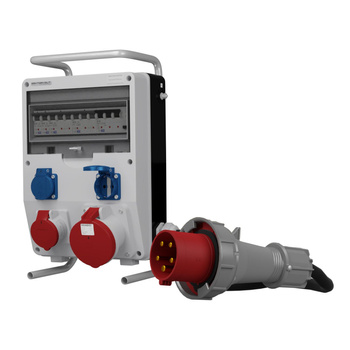 Rozdzielnica budowlana na stojaku z kablem TD-S/FI SKHU 63A 16A 2x230V Schuko Doktorvolt DV-0304-D