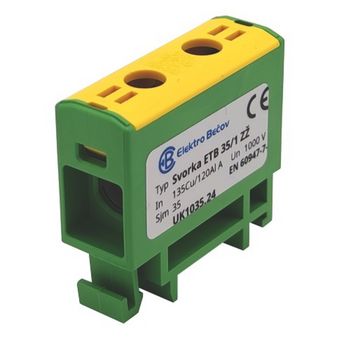 Złączka szynowa uniwersalna ETB 35/1 Al/Cu elektryczna śrubowa 2 otwory do kabli Elektro Becov UK1035.24