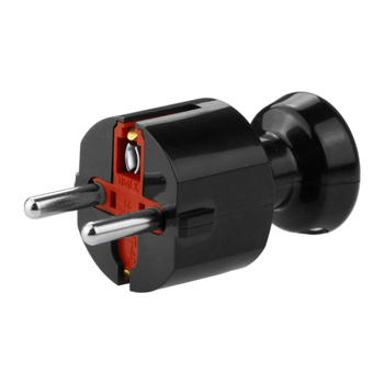 Wtyczka prosta 2P+Z Schuko. czarna WT-40 (CZ)