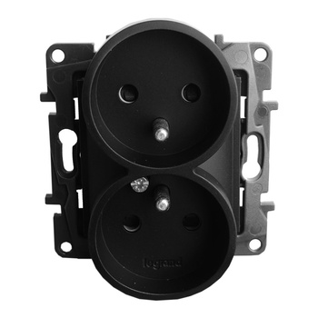 Gniazdo zasilające podwójne z przesłoną czarne Niloe Step 863534