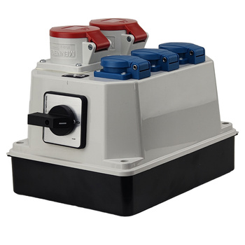 Rozdzielnica budowlana z rozłącznikiem izolacyjnym 32A BAU 2x16A 3x230V Schuko Mennekes Doktorvolt® DV-9771-D