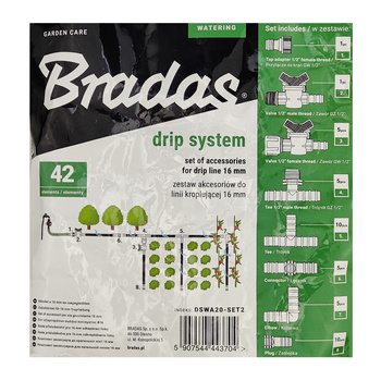 Akcesoria do linii kroplującej BRADAS 16mm DRIP SYSTEM DSWA20-SET2