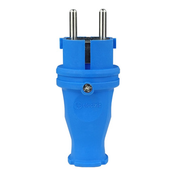 Wtyczka gumowa prosta 16A 230V niebieska Schuko 3101-301-0900